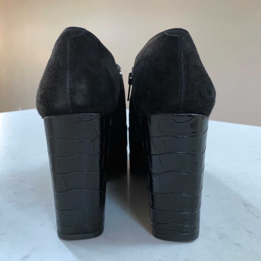 Robert Clergerie Black Suede Bootie Wedge Toon - Picture 4 of 11